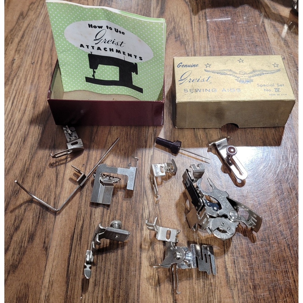 Greist sewing Aids Special set no. IV attachments in‎ box  8 pieces